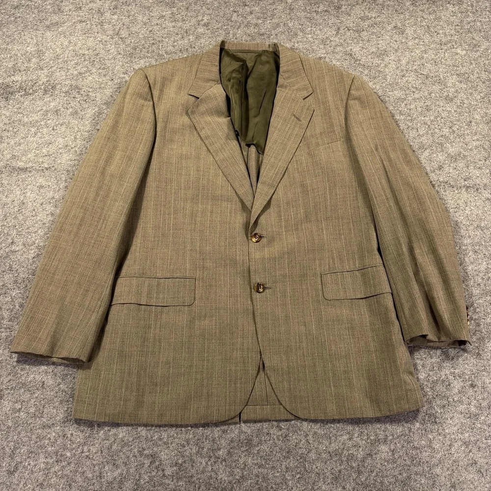 Oxxford Clothes Suit Jacket Mens 43 L Brown Wool Super Worsted Aristocrat Cachet